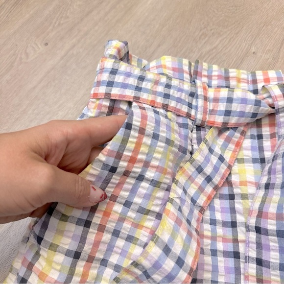 LOFT Multicolor Plaid Seersucker Paperbag Shorts - Picture 8 of 13